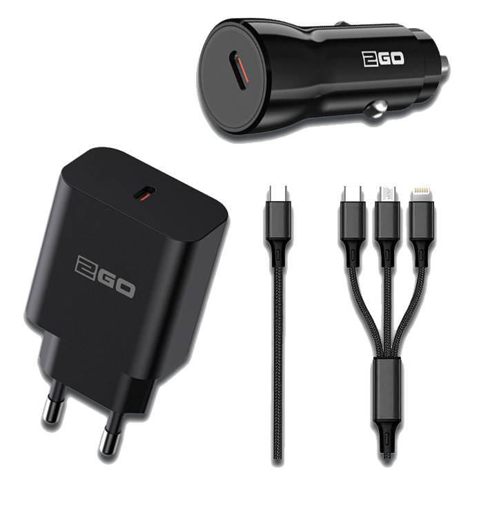 Bild von Reise-Lade-Set - Netz- & Kfz-Ladegerät mit 3 in 1 Kabel